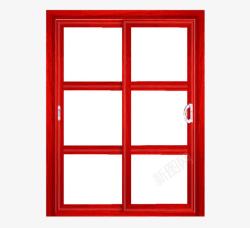 门窗红色框架玻璃窗素材