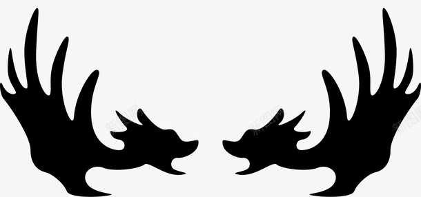 麋鹿黑色鹿头矢量图图标图标