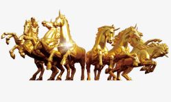 金色奔马雕像素材