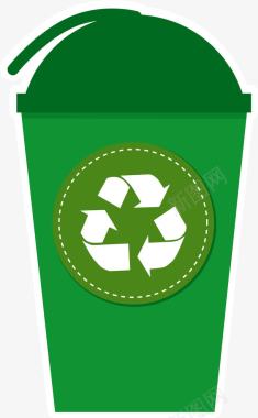 绿色环保图标绿色循环垃圾桶图标图标