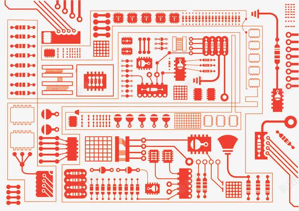 电子元件科技底纹psd免抠素材_88icon https://88icon.com 底纹 电子元件 电子元件图 电路 科技 红色
