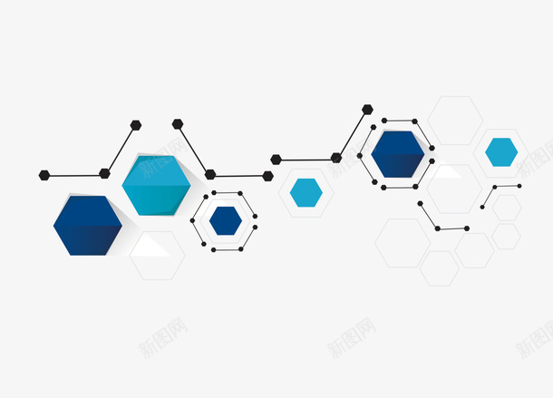 蓝色基因连接图png免抠素材_88icon https://88icon.com 五角型 卡通 图案 基因 多色 形状 蓝色 连接