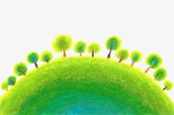 草原保护绿色风景蜡笔画高清图片