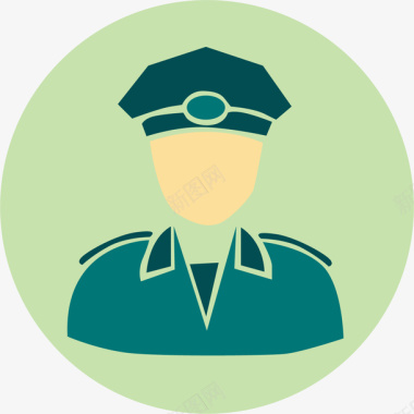 彩绘绿色背景人民警察图标icon矢量图图标