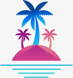 扁平化椰子树孤岛椰子树图标高清图片