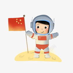 招手太空人手绘卡通中国宇航员高清图片