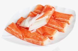 日式蟹肉盘子里的蟹肉棒高清图片