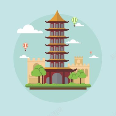 宝塔中国古塔建筑图标图标