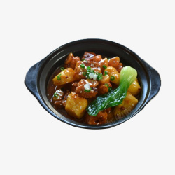 皮嫩肉美产品实物青菜砂锅土豆鸡块高清图片
