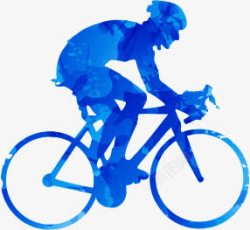 蓝色自行车赛车手剪影素材