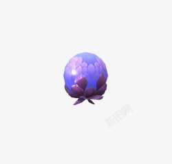 紫色荷花圆球宝石手绘游戏素材