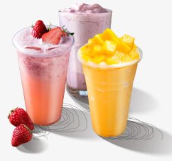 草莓汁3款冰饮冰沙夏天饮料高清图片