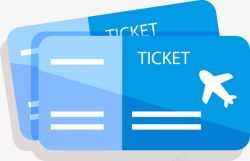 出行飞机票蓝色卡通飞机票装饰图案高清图片
