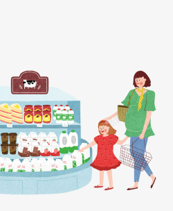 陪女儿陪女儿逛超市的母亲高清图片