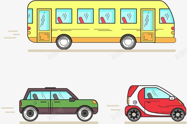 公交车和小汽车png免抠素材_88icon https://88icon.com 公交车 公共汽车 小汽车 小轿车 矢量汽车