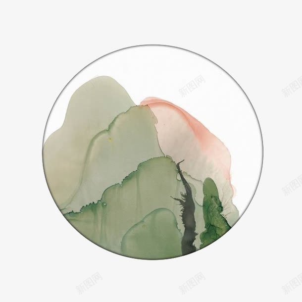 青山扇面png免抠素材_88icon https://88icon.com 中国风 古典 圆形 扇面 远山 青色