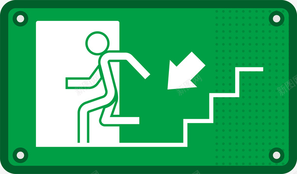矢量坐标标识绿色安全出口指示牌图标图标