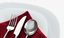 西餐厅餐盘刀叉素材