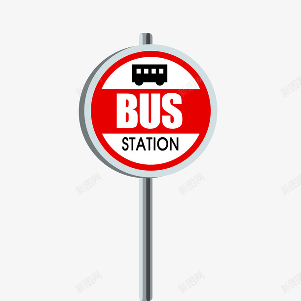 巴士站牌png免抠素材_88icon https://88icon.com 停靠点 卡通 圆形 巴士 指示牌 站牌设计