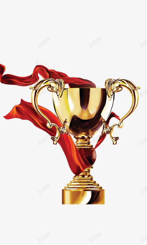 奖杯png免抠素材_88icon https://88icon.com 冠军 奖杯 红绸带 红飘带