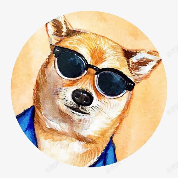 戴墨镜的柴犬png免抠素材_88icon https://88icon.com 动物 卡通 墨镜 手绘 柴犬