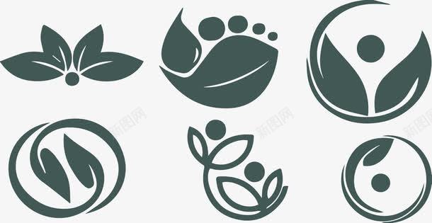 树叶叶子一组环保logo图标图标