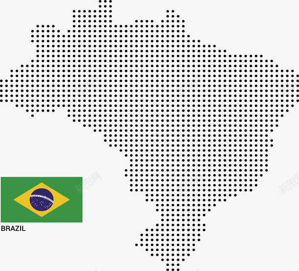 黑色波点巴西地图矢量图ai免抠素材_88icon https://88icon.com 像素地图 地图 巴西 巴西地图 波点地图 矢量png 矢量图