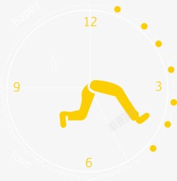 钟表表针矢量图创意的黄色的表盘高清图片