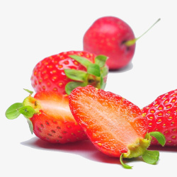 草莓切开的草莓水果苹果素材