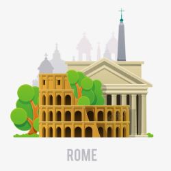 意大利罗马旅游景点插画素材