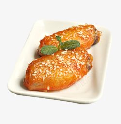 腌制三文鱼美味香酥鸡翅膀高清图片