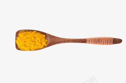 姜黄装着姜黄粉的木汤勺高清图片