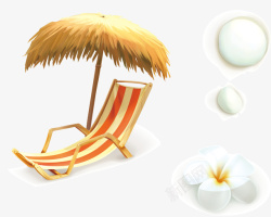 手绘夏季沙滩旅游休闲躺椅草素材