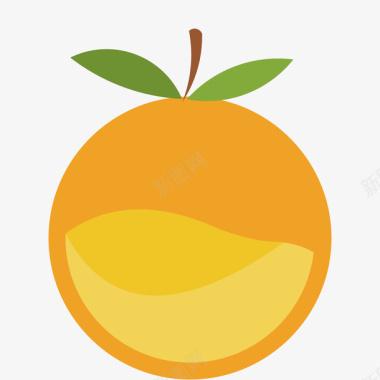 鲜榨果汁黄色橙子饮品图标矢量图图标