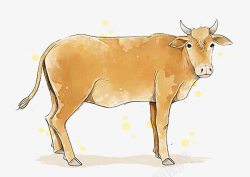 黄色尾巴一头牛简图高清图片