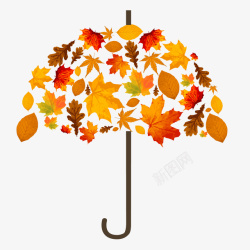 秋季秋分创意秋季树叶雨伞高清图片