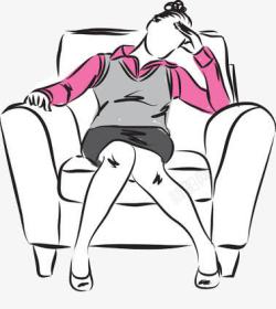 乏力在沙发上休息的女性高清图片