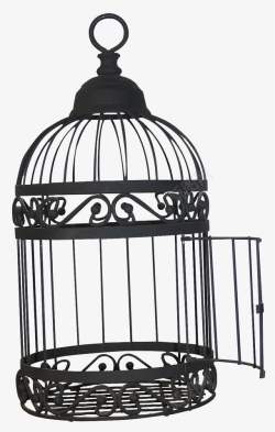 黑色鸟笼打开的黑色鸟笼高清图片