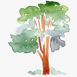 水彩小树园林观赏手绘水彩树图案高清图片