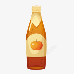 苹果醋饮料一瓶扁平化的手绘苹果汁矢量图高清图片