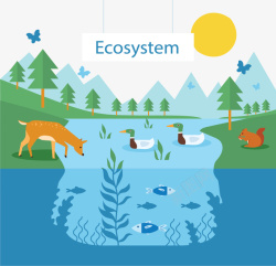 循环系统自然生态水循环系统矢量图高清图片