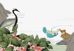 卡通手绘中国风水墨画素材