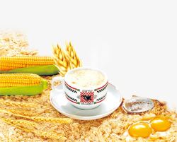 小麦免抠实物产品实物五谷营养麦片高清图片