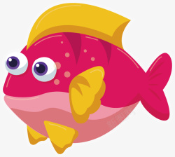 水生动物可爱卡通玫瑰色鱼矢量图高清图片