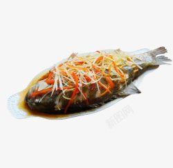 粤菜海鲜豆豉清蒸鲈鱼高清图片
