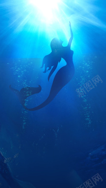 蓝色海底美人鱼H5背景背景