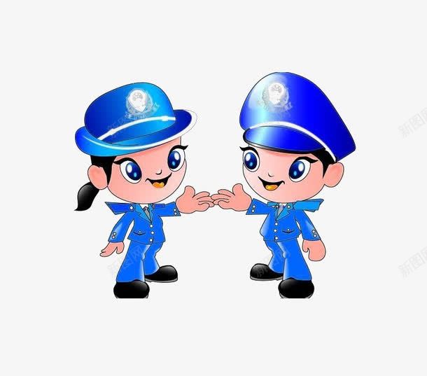 卡通警察png免抠素材_88icon https://88icon.com 保卫 保镖 男女 组合 警察