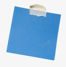 胶带粘角胶带粘贴着蓝色的便笺纸实物高清图片