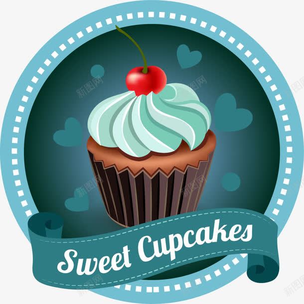 蓝色蛋糕标志png免抠素材_88icon https://88icon.com 甜品 甜品店 糕点 绿色标志 蛋糕 蛋糕店 装饰图案