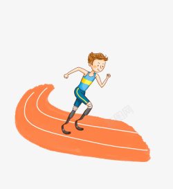 卡通赛跑在跑道上奔跑的选手高清图片